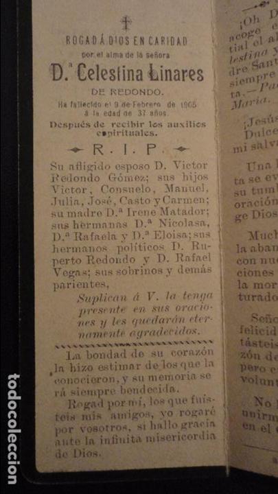 Postales: RECUERDO FUNERAL.D&ordf; CELESTINA LINARES DE REDONDO.BADAJOZ.1905
