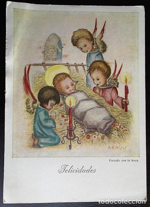 Postales: Felicitaci&oacute;n: Ni&ntilde;o Jes&uacute;s  rodeado por tres &aacute;ngeles. Nueva. . Ver foto