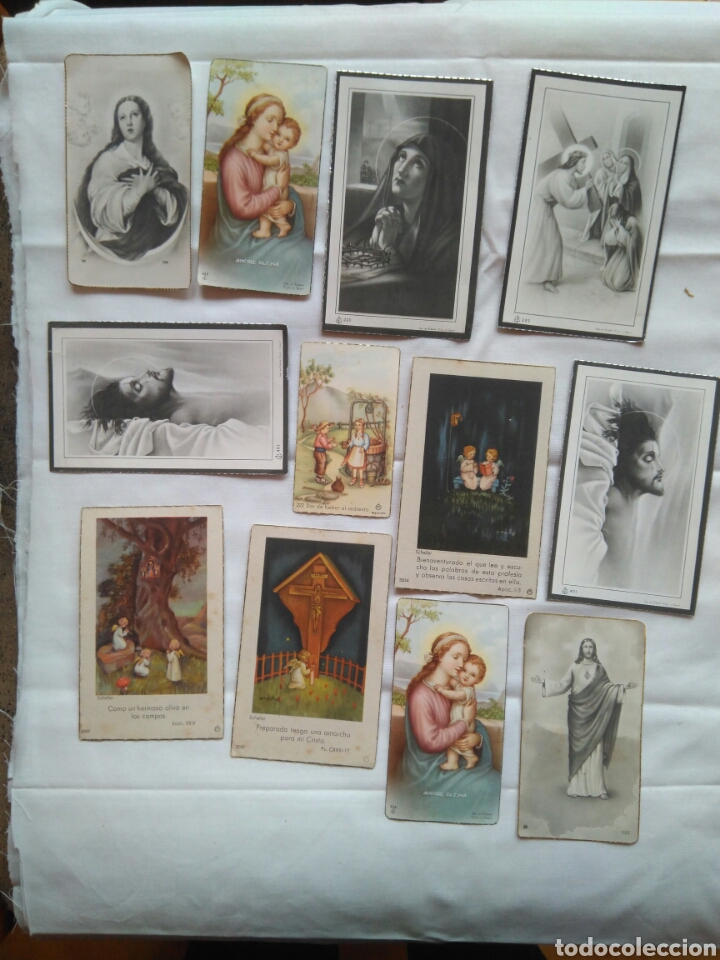 Postales: LOTE 12 ESTAMPAS RELIGIOSAS RECORDATORIOS VIRGEN JES&Uacute;S &Aacute;NGEL SAGRADO CORAZ&Oacute;N A&Ntilde;OS 40