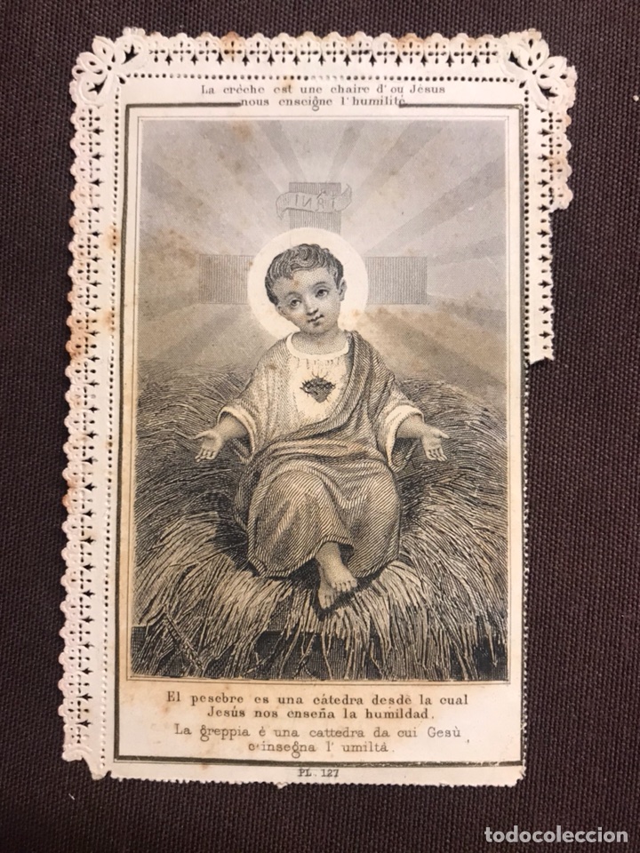 Postales: ESTAMPA CON PUNTILLA. Ni&ntilde;o Jes&uacute;s (fin Siglo XIX)