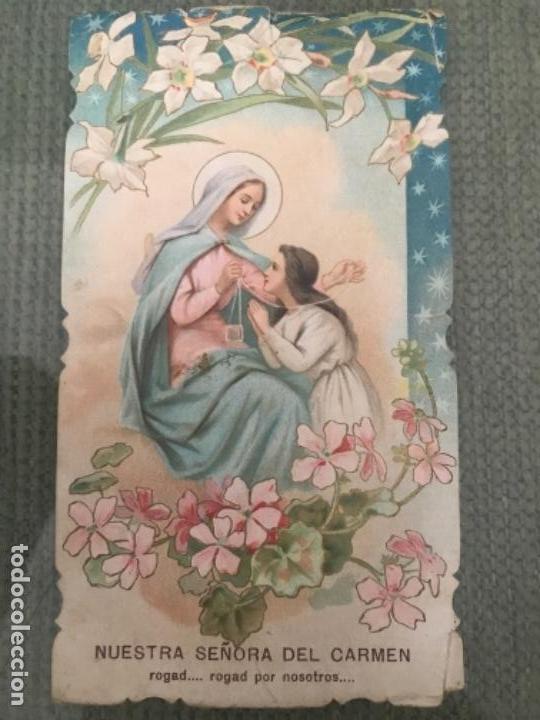 Postais: ANTIGUA ESTAMPITA TROQUELADA RELIGIOSA NUESTRA SE&Ntilde;ORA DEL CARMEN