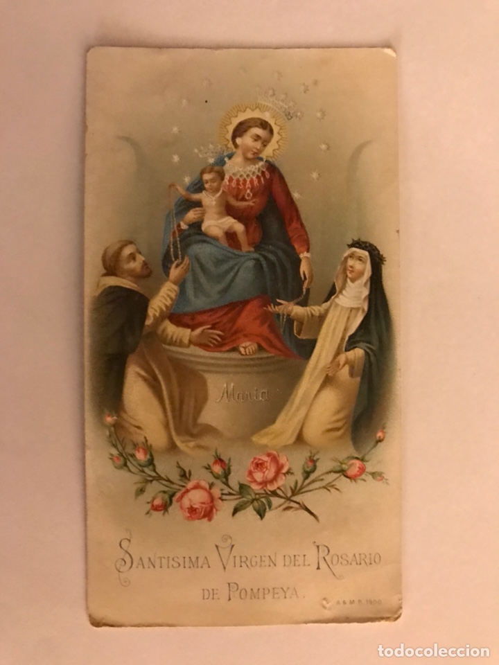 Postales: Sant&iacute;sima Virgen del Rosario de Pompeya. Estampa Religiosa Recordatorio (h.1950?)