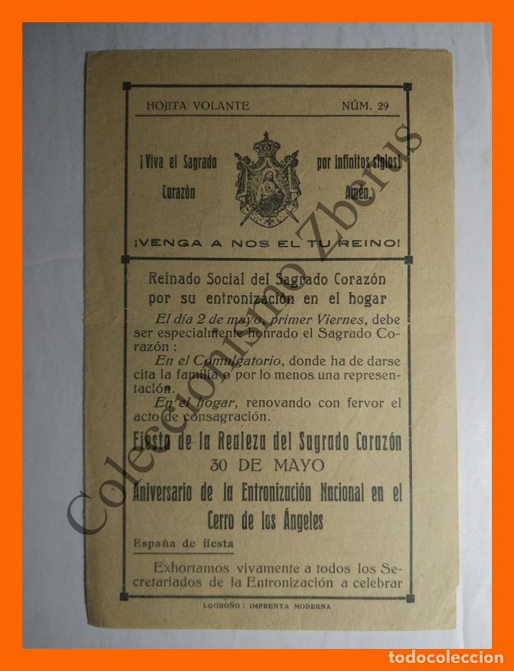 Postales: Hojita Volante n&ordm; 29 - Fiesta de la Realeza del Sagrado Coraz&oacute;n - Aniversario de la Entronizaci&oacute;n