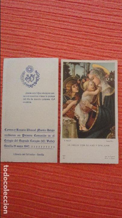 Postales: RECUERDO PRIMERA COMUNION.CARMEN Y ROSARIO ABASCAL MARTIN ARTAJO.SEVILLA 1947