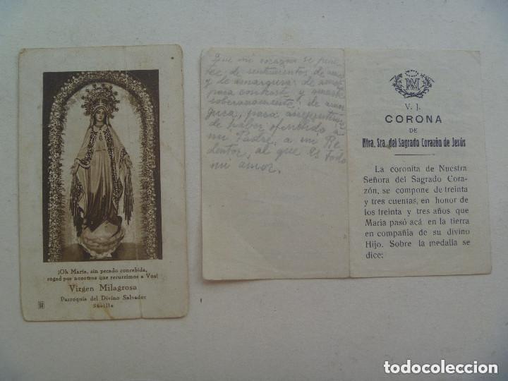 Postales: REPUBLICA , LOTE DE 2 ESTAMPAS RELIGIOSAS: VIRGEN MILAGROSA ( 1931 ) Y CORONA S. C. JESUS ( 1934 )