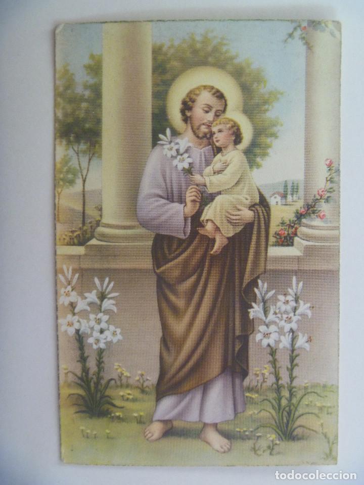 Postales: BONITA POSTAL DE SAN JOSE  Y EL NI&Ntilde;O JESUS . A&Ntilde;OS 40 . ESCRITA EN 1952