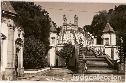 Postcards: Portugal & Circulado,  Templo y Escaleras de Bom Jesus de Braga, Cascais 1951 (7727)