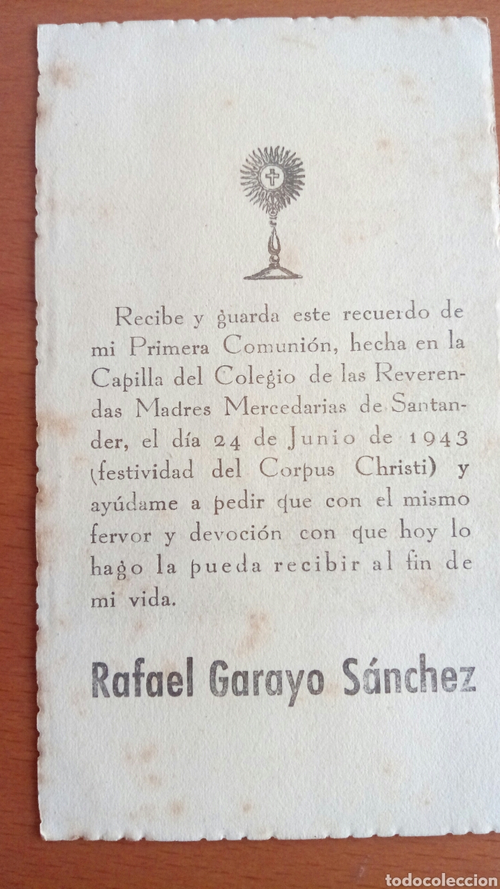 Postales: Recordatorio primera comuni&oacute;n. Santander 1943 - Foto 2