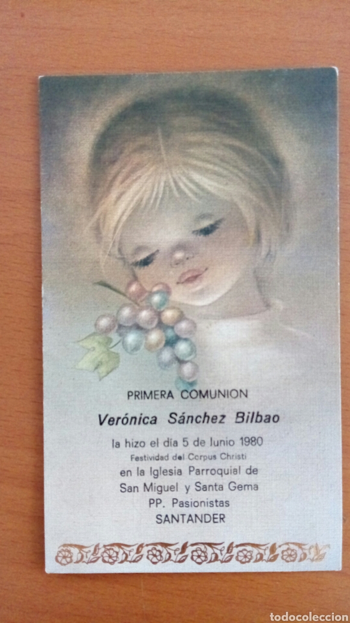 Postales: Recordatorio de primera comuni&oacute;n. Santander. 1980 - Foto 1
