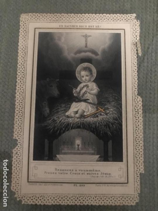 Postales: ANTIGUO RECUERDO ESTAMPITA NI&Ntilde;O JES&Uacute;S CON PUNTILLA PANNIER FRANCIA