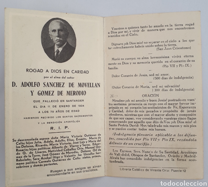 Postales: Santander. Recordatorio de defunci&oacute;n. 1934 - Foto 2