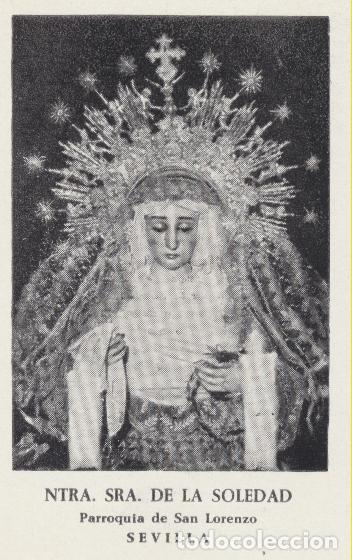 Postais: Estampa (10x7) Ntra. Sra. de la Soledad. Parroquia de San Lorenzo-Sevilla