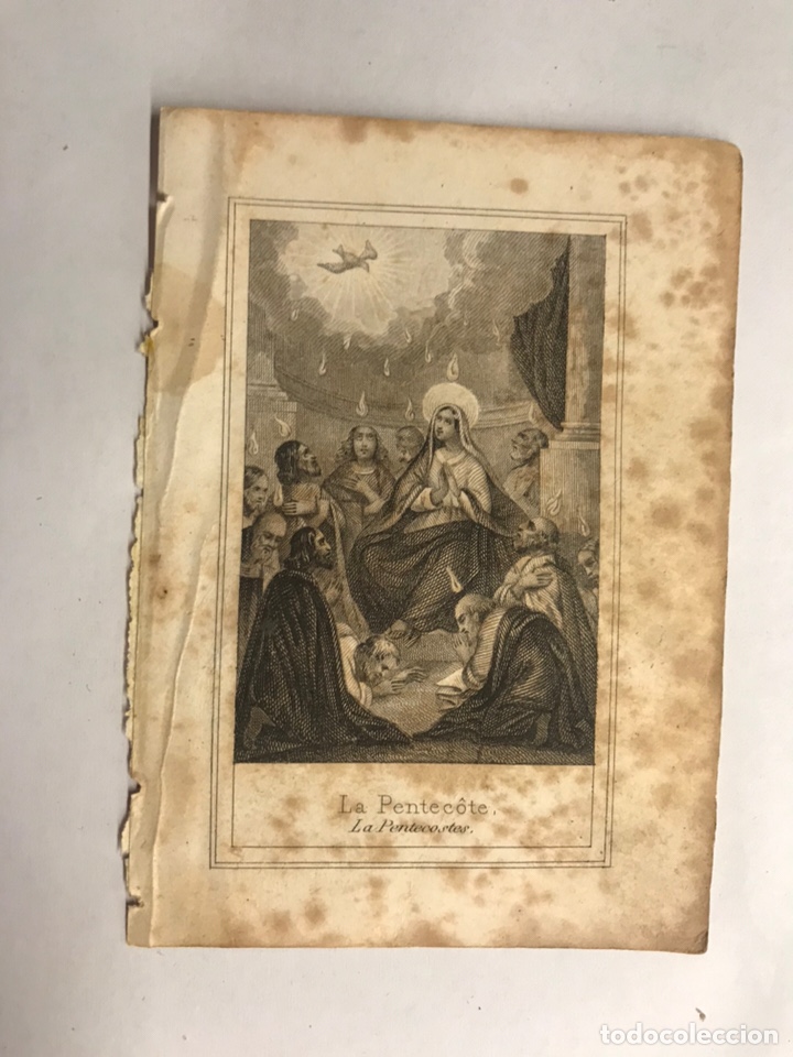 Postales: Litograf&iacute;a LA PENTECOSTES . hoja suelta de peque&ntilde;o Misal (fin Siglo XIX)