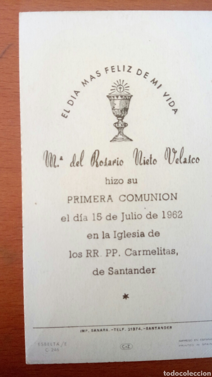 Postales: Recordatorio de primera comuni&oacute;n. 1962. Santander - Foto 2