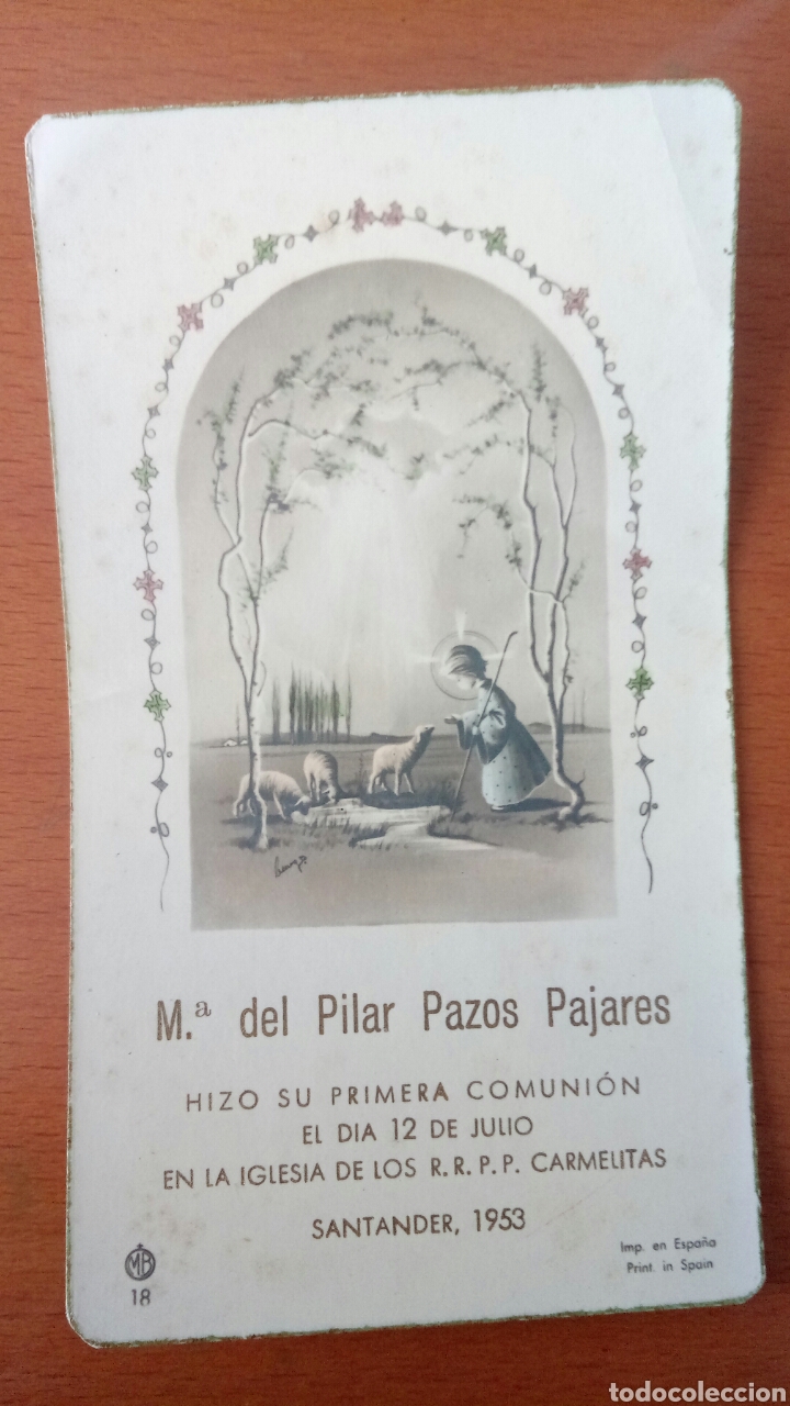Postales: Recordatorio de primera comuni&oacute;n. 1953. Santander - Foto 1