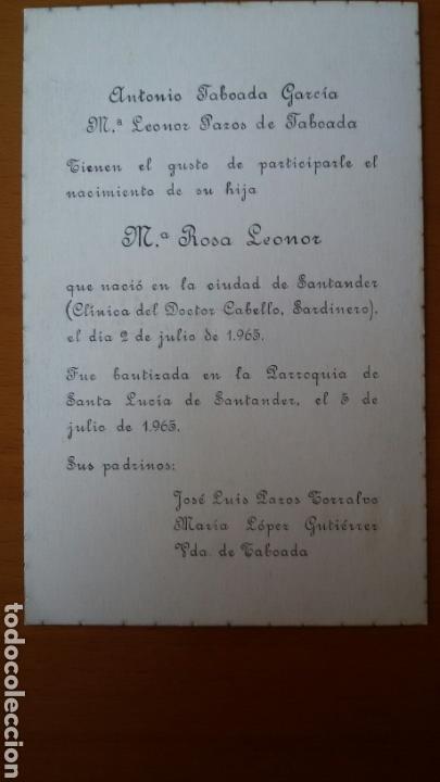 Postales: Recordatorio de bautismo. Santander 1965 - Foto 2
