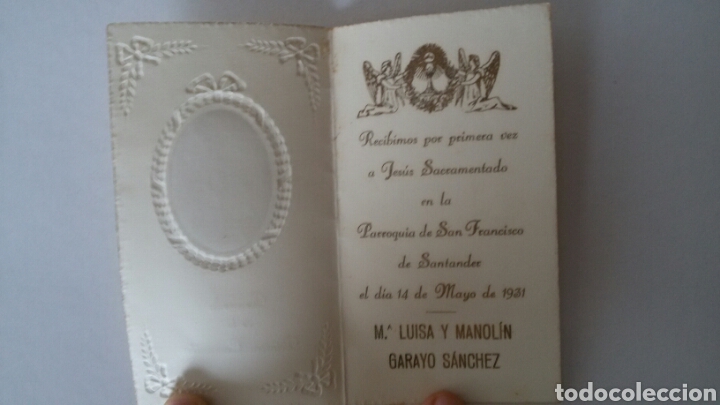 Postales: Antiguo recordatorio de comuni&oacute;n. Santander. 1931 - Foto 2