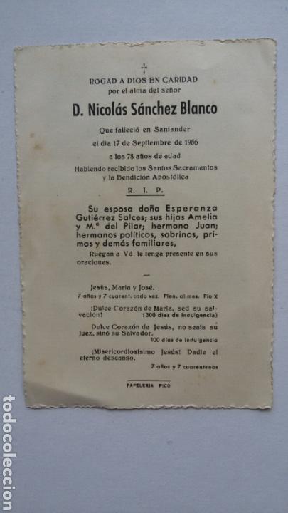 Postales: Recordatorio de defunci&oacute;n. Santander 1956 - Foto 2