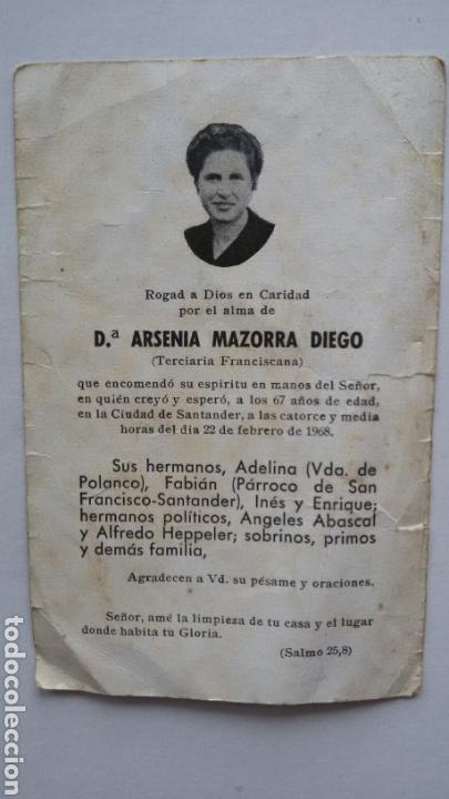 Postales: Recordatorio de defunci&oacute;n. Santander 1968 - Foto 2