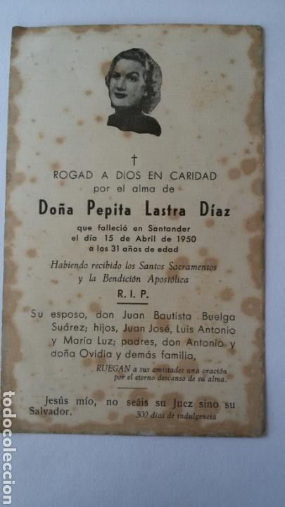 Postales: Recordatorio de defunci&oacute;n. Santander 1950. - Foto 2