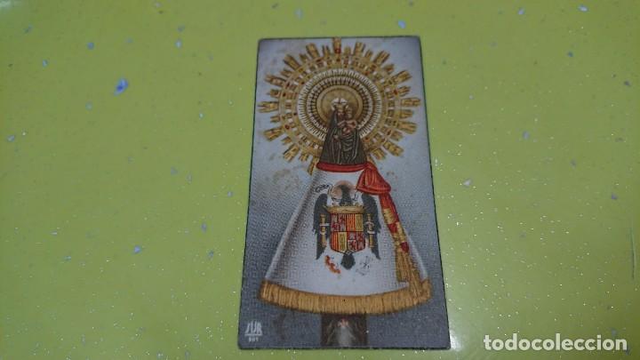 Postales: ANTIGUA ESTAMPITA VIRGEN DEL PILAR CON EL FALD&Oacute;N DEL ANTIGUO ESCUDO DE ESPA&Ntilde;A