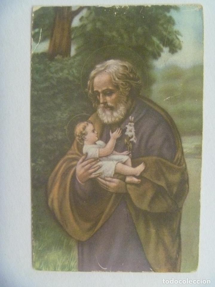 Postales: POSTAL CON BONITO DIBUJO DE SAN JOSE CON EL NI&Ntilde;O JESUS . A&Ntilde;OS 40