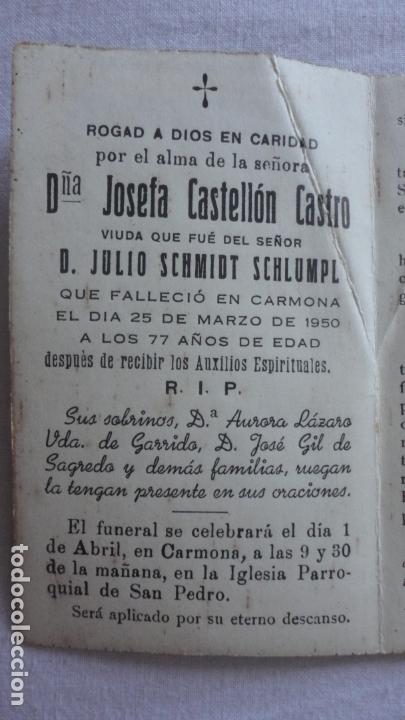 Cartoline: RECUERDO FUNERAL.D&ordf; JOSEFA CASTELLON CASTRO.CARMONA SEVILLA 1950