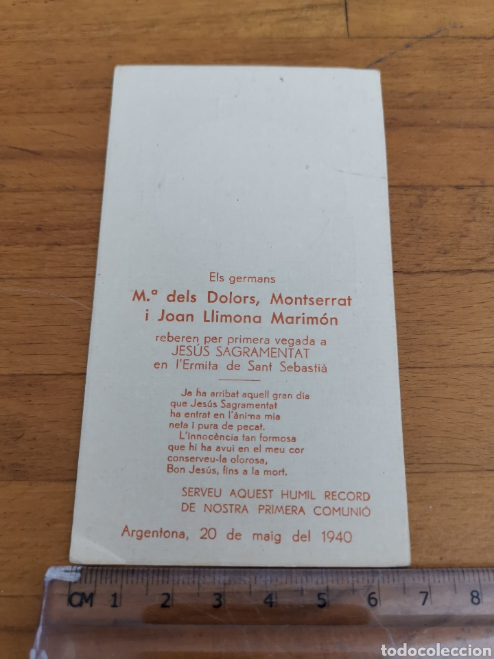 Postales: Recordatorio de comuni&oacute;n de Argentona del a&ntilde;o 1940 - Foto 2