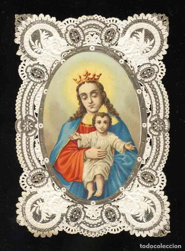 Postales: Estampa puntilla estampa calada estampa troquelada: Nuestra Se&ntilde;ora y el ni&ntilde;o Jesus