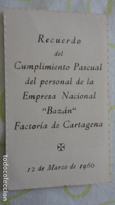Cartes Postales: RECUERDO CUMPLIMIENTO PASCUAL.EMPRESA NACIONAL BAZAN.FACTORIA CARTAGENA 1960