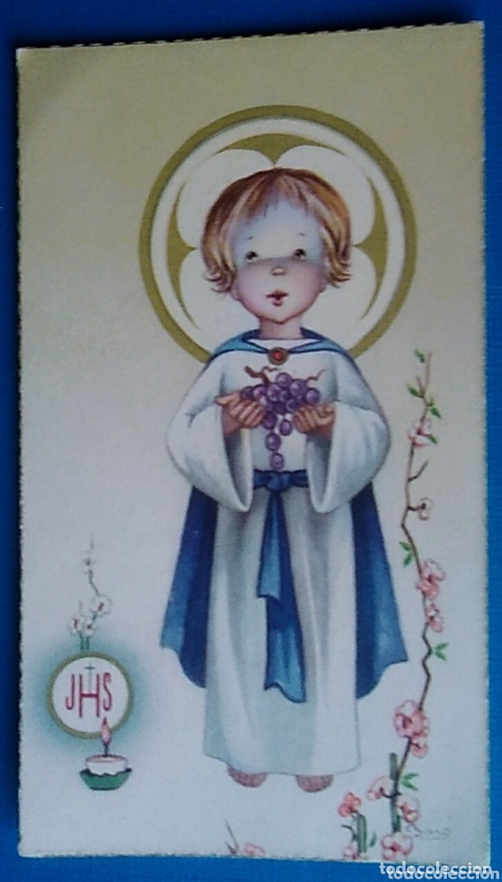 Postcards: Estampa recuerdo recordatorio comunion ilustra Nuria baro a&ntilde;o 1963