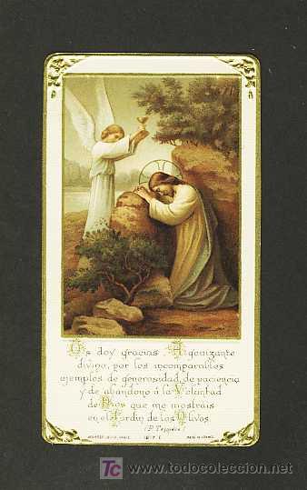 Postales: Estampa religiosa: Jesus en el jardin de los olivos. Angulos y borde en relieve - Foto 1 - 193699935