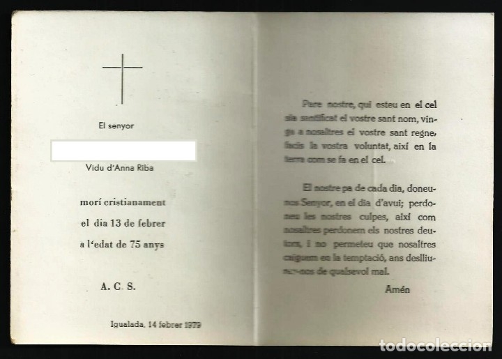 Postales: RECORDATORIO DEFUNCION. IGUALADA 1979 - Foto 2