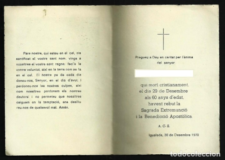 Postales: RECORDATORIO DEFUNCION. IGUALADA 1970 - Foto 2
