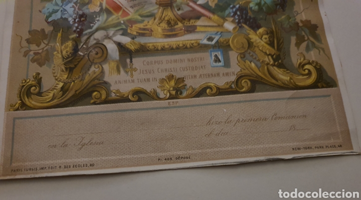 Postales: Recordatorio de comuni&oacute;n de 1800 - Foto 3