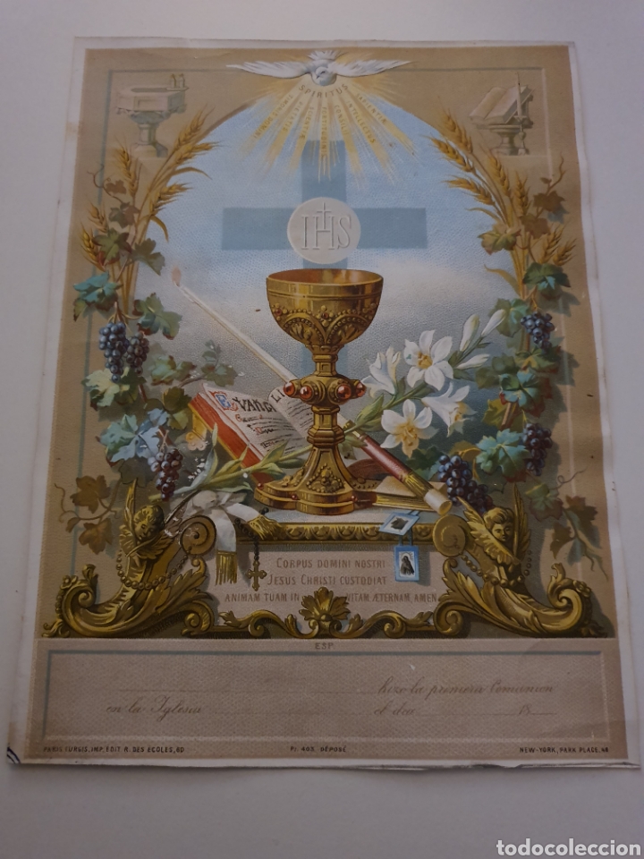 Postales: Recordatorio de comuni&oacute;n de 1800 - Foto 1