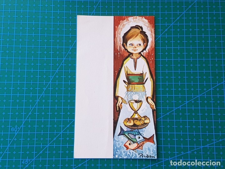 Cartes Postales: RECUERDO PRIMERA COMUNION. JESUS. PAN, PECES Y VINO. ORACION. EUROCROMO SERIE 2037/2 TENERIFE-1969