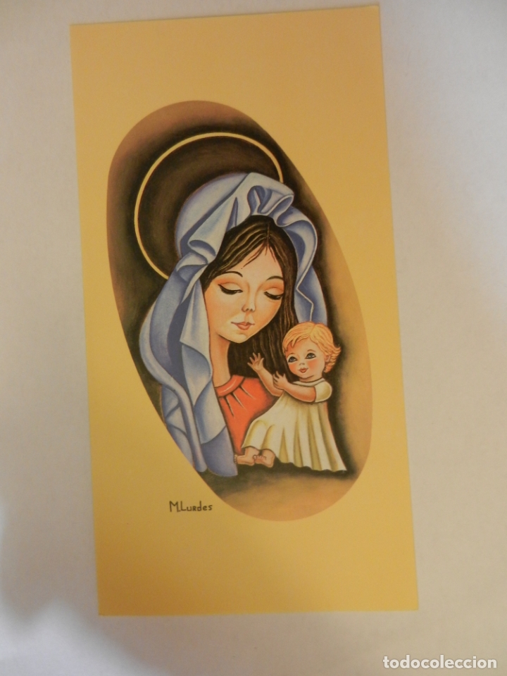 Postales: VIRGEN MAR&Iacute;A - ARTIS MUTIS - TARJETA FELICITACI&Oacute;N NAVIDAD - NUEVA - ORIGINAL PINTADO CON EL PIE.