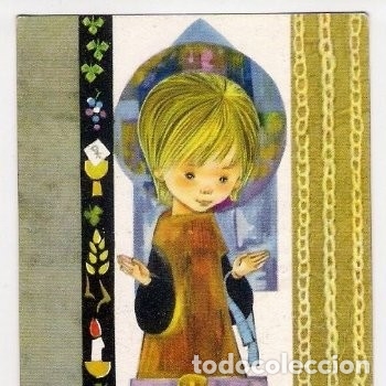 Postais: -66217 RECORDATORIO PRIMERA COMUNION, A&Ntilde;O 1965, PRECIOSO DIBUJO SALMONS, NI&Ntilde;OS, MALAGA