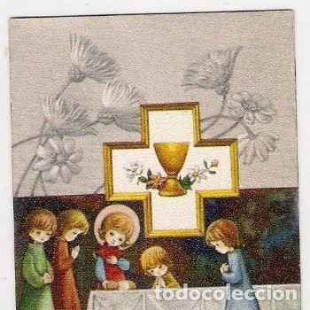 Cartes Postales: -66200 RECORDATORIO PRIMERA COMUNION, A&Ntilde;O 1968, PRECIOSO DIBUJO NI&Ntilde;OS, MALAGA