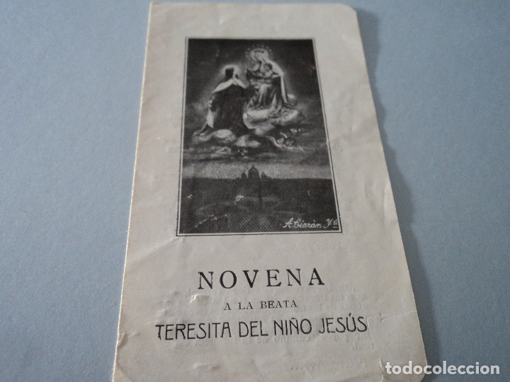 Postales: ANTIGUA ESTAMPA DIPTICO NOVENA A SANTA TERESITA DEL NI&Ntilde;O JESUS  12 X 7 CM