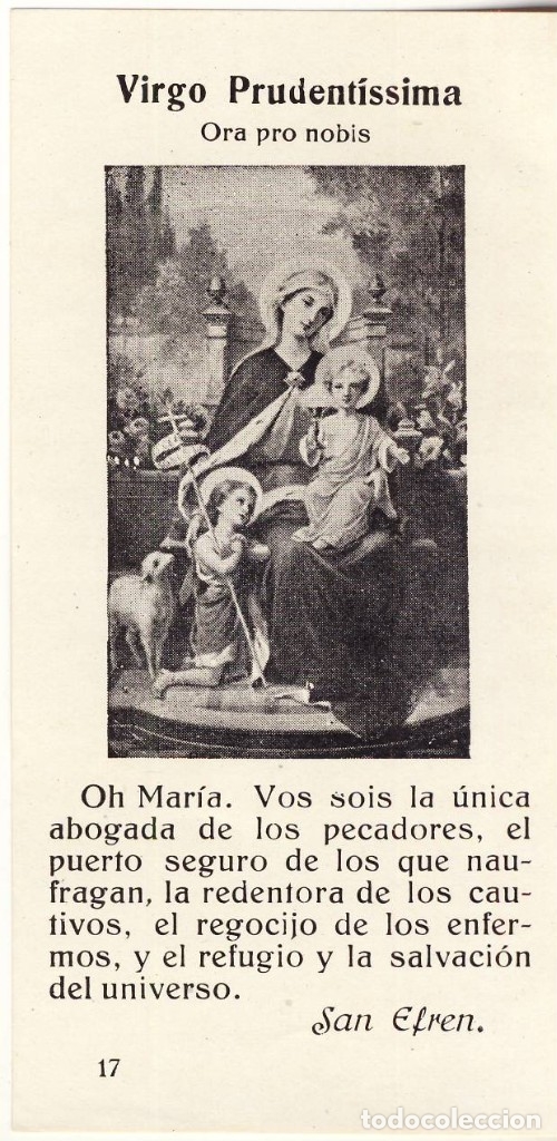 Postales: VIRGO PRUDENT&Iacute;SIMA.- - Foto 1