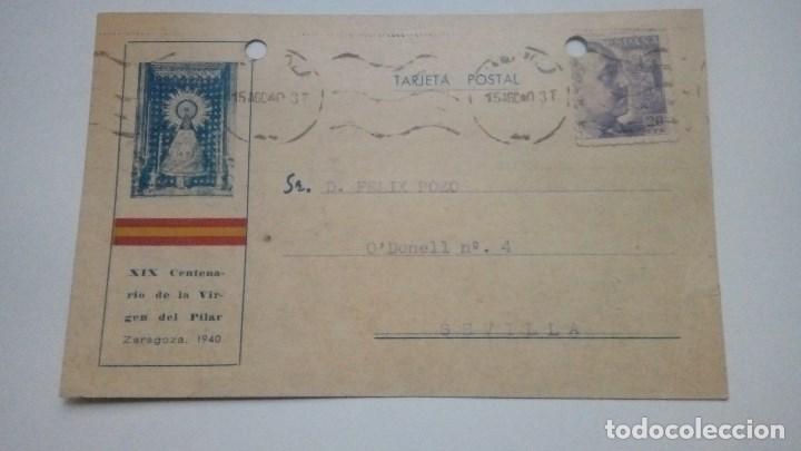Postales: TARJETA POSTAL XIX CENTENARIO DE LA VIRGEN DEL PILAR 1940 CIRCULADA