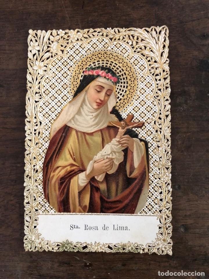 Cartoline: ESTAMPA TROQUELADA DE SANTA ROSA DE LIMA, 11 x 7 CM.
