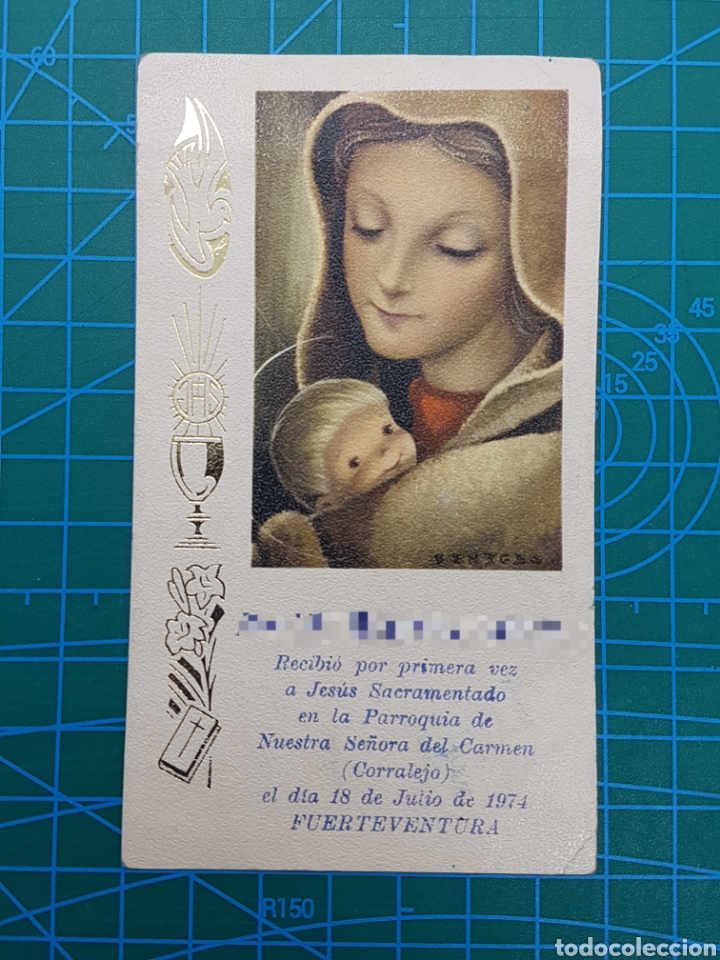 Postales: PRIMERA COMUNION. VIRGEN-NI&Ntilde;O JESUS-BENAGES. DETALLES DORADOS. CYZ REINA/139. FUERTEVENTURA. 1974