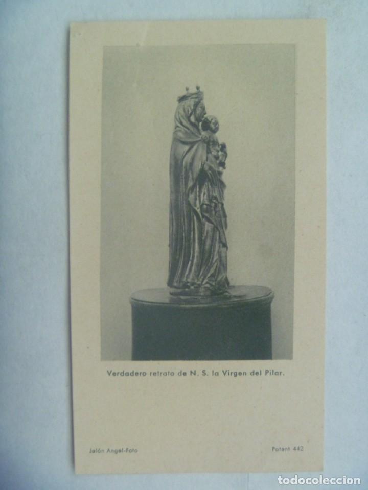 Postales: ANTIGUA ESTAMPA DEL VERDADERO RETRATO DE LA VIRGEN DEL PILAR Y ORACION. FOTO JALON ANGEL