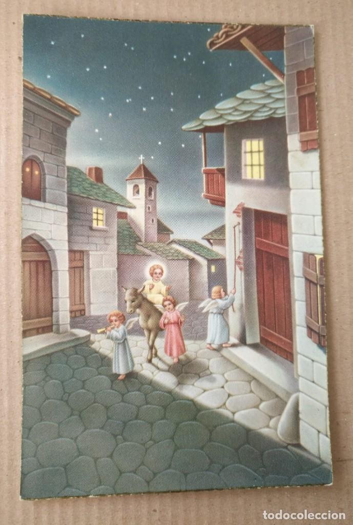 Postales: POS 145 Antigua Postal Ni&ntilde;o Jes&uacute;s montado en burro con &aacute;ngeles - S/Pacis L T 102 - Sin uso