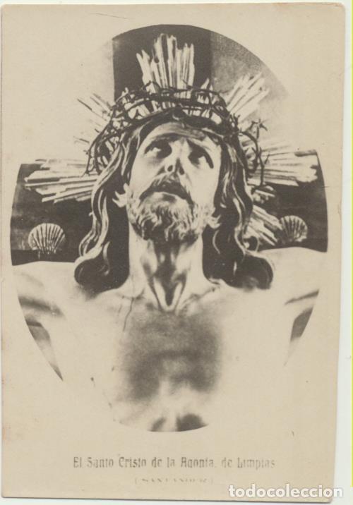 Postais: Antigua Estampa (Fotograf&iacute;a 6x4 cms) El Santo Cristo de la Agon&iacute;a de Limpias. Al dorso Librer&iacute;a Mac&iacute;