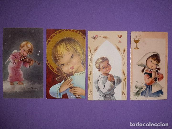 Cartoline: LOTE 4 ESTAMPAS DIFERENTES BORDE DORADO A&Ntilde;OS 1059 1965 FIRMA CONSTANZA