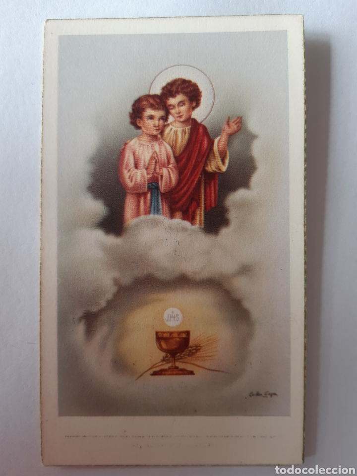 Postales: Antiguo recordatorio de comuni&oacute;n. - Foto 1